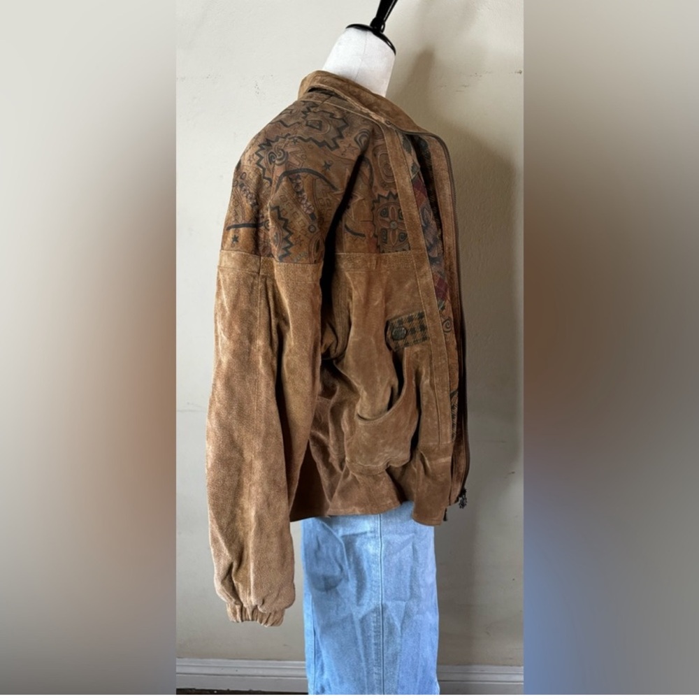 Brown Patterned Bomber Jacket - image 15